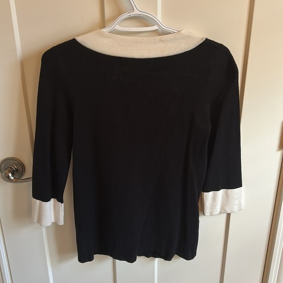 Contemporaine by Simons Black and Cream Button Front 3/4 Sleeve Sweater, size S - Picture 6 of 6